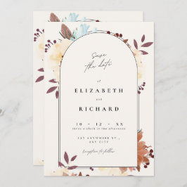 Beige Floral Elegant Save the Date Kaart Invitatio