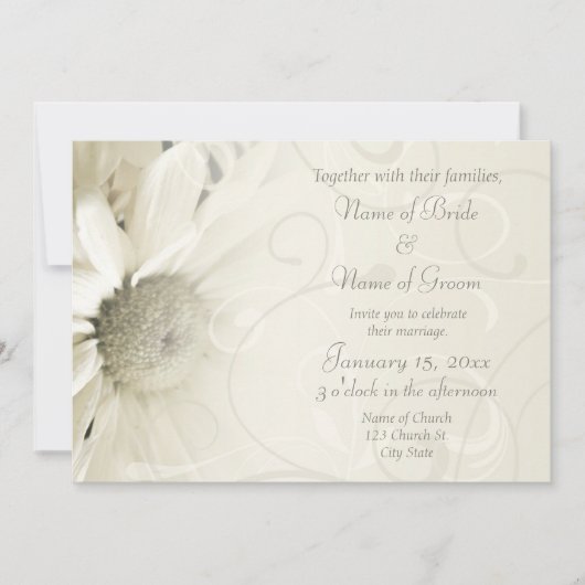 Beige Floral Elegant Wedding Invitation Cards Kaart (Voorkant)