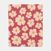 Beige Floral Fleece Blanket (Voorkant)