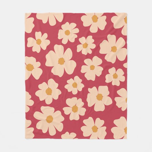 Beige Floral Fleece Blanket (Voorkant)