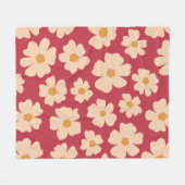 Beige Floral Fleece Blanket (Voorkant (Horizontaal))