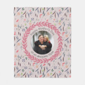 Beige Floral GEWELDIGE MOM met FOTO-Moederdag Fleece Deken (Voorkant)