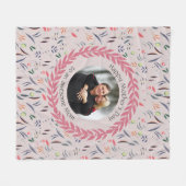 Beige Floral GEWELDIGE MOM met FOTO-Moederdag Fleece Deken (Voorkant (Horizontaal))