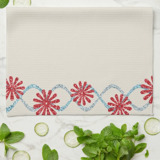 Beige Floral Kitchen Hand Towel Theedoek (Gevouwen)