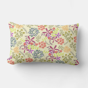 Beige Floral Lumbar Pillow Kussen