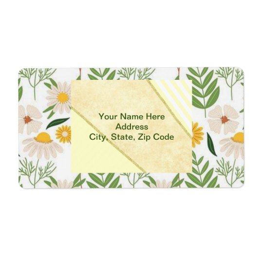 Beige Floral Monogram Labels (Voorkant)