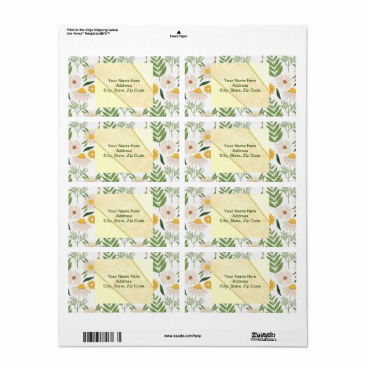 Beige Floral Monogram Labels (Full Sheet)