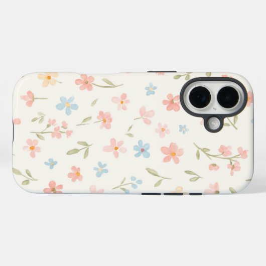 Beige Floral Phone Case (Achterkant (horizontaal))