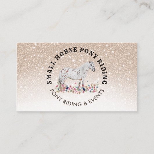 Beige Floral Pony Equestrian Trainer Horse Visitekaartje (Voorkant)