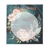 Beige Floral Waterverf gepersonaliseerd Notitieblo Notitieblok (Voorkant)