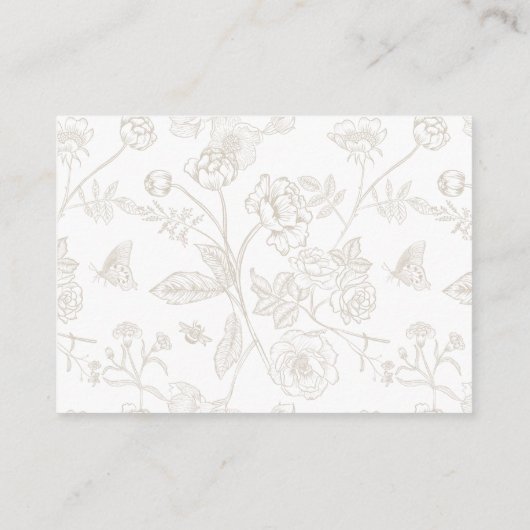  beige Floral Wedding Accommodations Informatiekaartje (Achterkant)