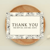Beige Floral Wedding Bedankkaart