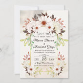 Beige Floral Wedding Invitation Kaart (Voorkant)