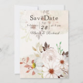 Beige Floral Wedding Invitation Kaart (Achterkant)