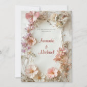 Beige Floral Wedding Kaart (Voorkant)