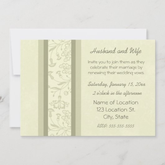 Beige Floral Wedding Vow Renewal Uitnodigingen (Voorkant)