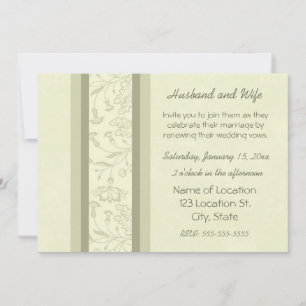 Beige Floral Wedding Vow Renewal Uitnodigingen