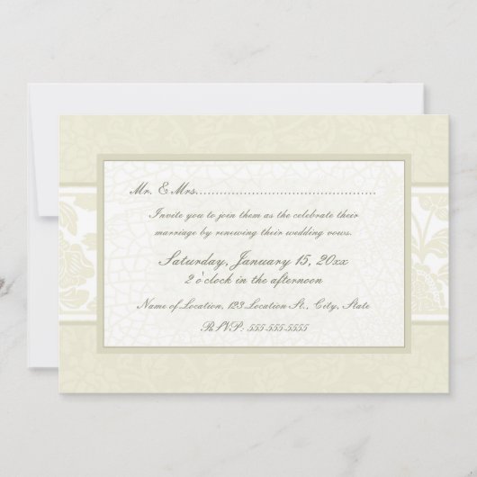 Beige Floral Wedding Vow Renewal Uitnodigingen (Voorkant)
