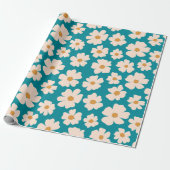 Beige Floral wrapping Paper Cadeaupapier (Uitgerold)
