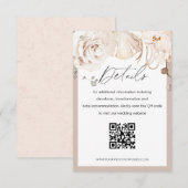 Beige florale tuin bruiloft QR-codetaart Informatiekaartje (Voorkant / Achterkant)
