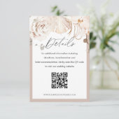 Beige florale tuin bruiloft QR-codetaart Informatiekaartje (Staand voorkant)