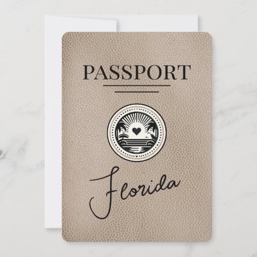 Beige Florida Passport Bewaar de datum Save The Date (Voorkant)