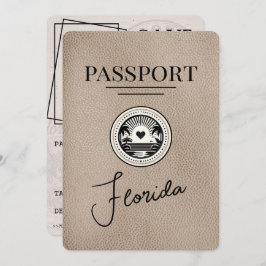 Beige Florida Passport Bewaar de datum Save The Date