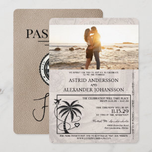 Beige Florida Passport Uitnodiging