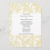 Beige Flourish Classic Wedding Invitation Kaart (Voorkant / Achterkant)