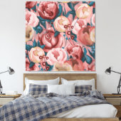 Beige Flowers Canvas Afdruk (Insitu (Slaapkamer))