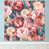 Beige Flowers Canvas Afdruk (Insitu (Houten vloer))