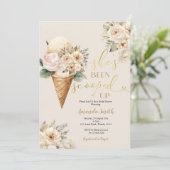 Beige Flowers Summer Ice Cream Vrijgezellenfeest Kaart (Staand voorkant)