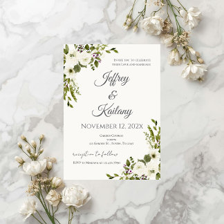 Beige Flowers Wedding Kaart