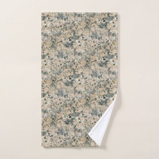 Beige & Foggy Grey Marble Patterned Bad Handdoek (Handdoek)
