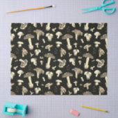 Beige Forest Mushroom Patroon op Donkerbruin Tissuepapier (Craft)