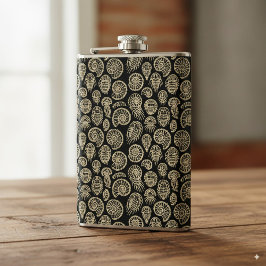  beige fossiel trilobiet-ammonietpatroon heupfles