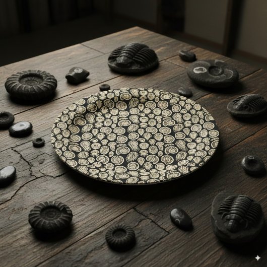 beige fossiel trilobiet-ammonietpatroon papieren bordje