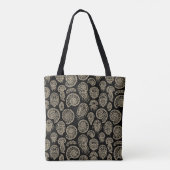 beige fossiel trilobiet-ammonietpatroon tote bag (Achterkant)
