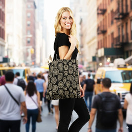  beige fossiel trilobiet-ammonietpatroon tote bag