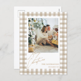 Beige Foto Kerst Briefkaart