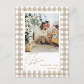 Beige Foto Kerst Briefkaart (Voorkant)