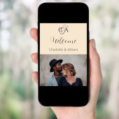 Beige foto monogram bruiloft welkom teken poster