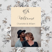 Beige foto monogram bruiloft welkom teken poster