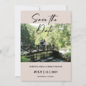 Beige Foto Save the date Invitation Kaart (Voorkant)