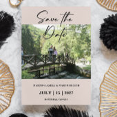 Beige Foto Save the date Invitation Kaart