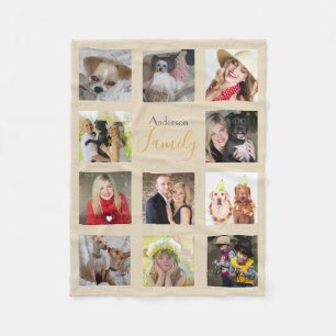 BEIGE Fotodeken Collage Instagram Goud Fleece Deken