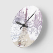 beige franse scriptkroes chandelier paris eiffelto ronde klok (Hoek)