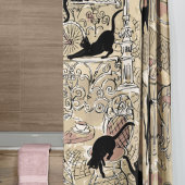 Beige French Cat Paris Cafe Shower Curtain Douchegordijn