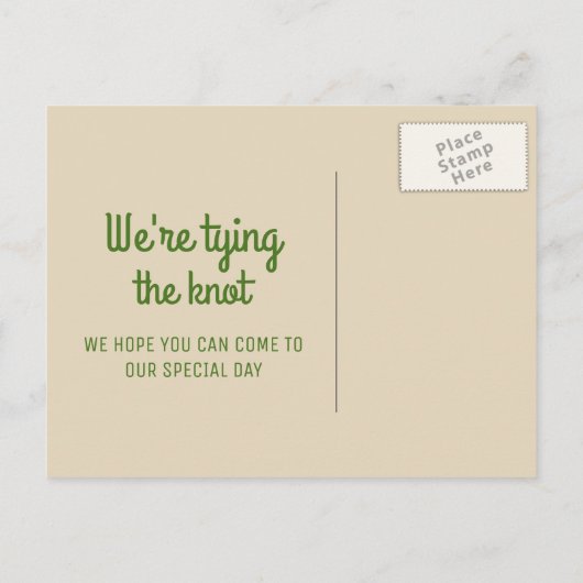 Beige gebladerte drie fotocollage Sla de datum op Aankondigingskaart (Achterkant)