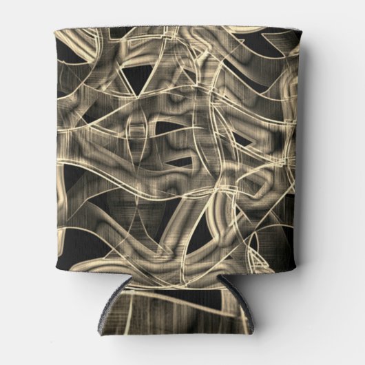 Beige gebogen linten, contrasterend met ingegravee blikjeskoeler (Voorkant)